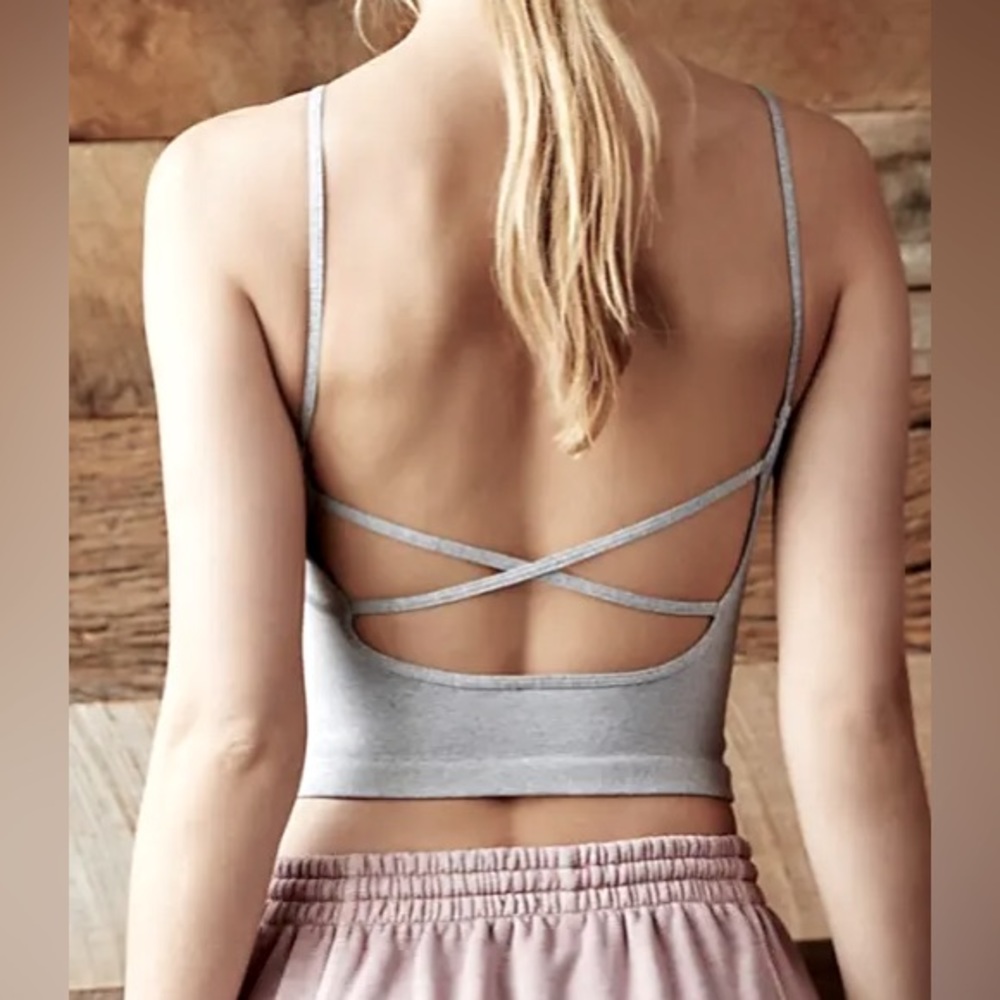Free People FP Movement Active Grey Cross-Back Top, Small